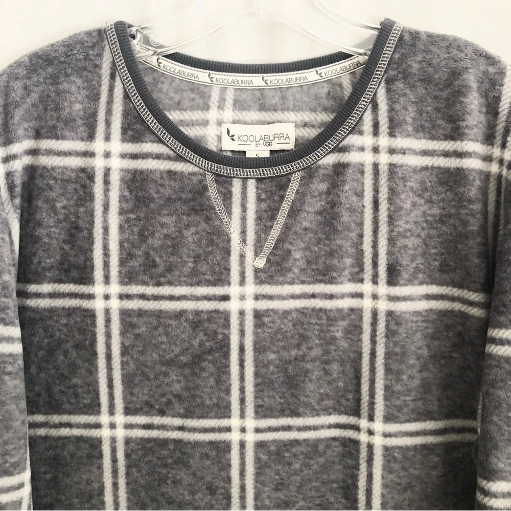 Koolaburra Ugg Brushed Fleece Top Sweater Plaid Size Small NWT